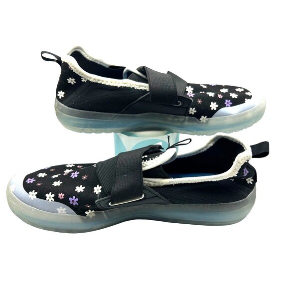 Vans Slip On Floral Strker Skate Sneakers Girls Size 3 Black White Translucent - Picture 5 of 11